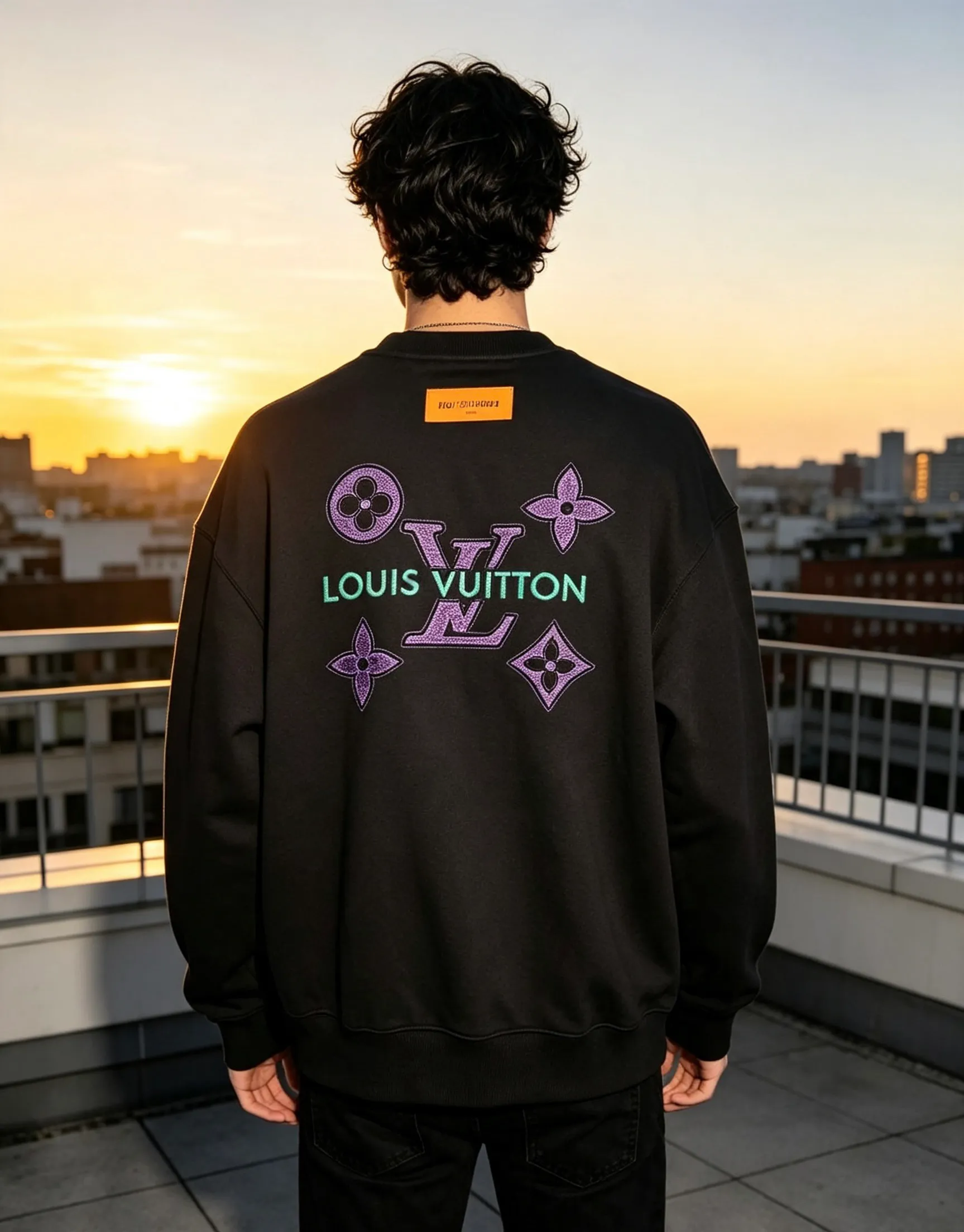 Louis Vuitton/Louis Vuitton presbyopic letter embroidered round neck sweatshirt
